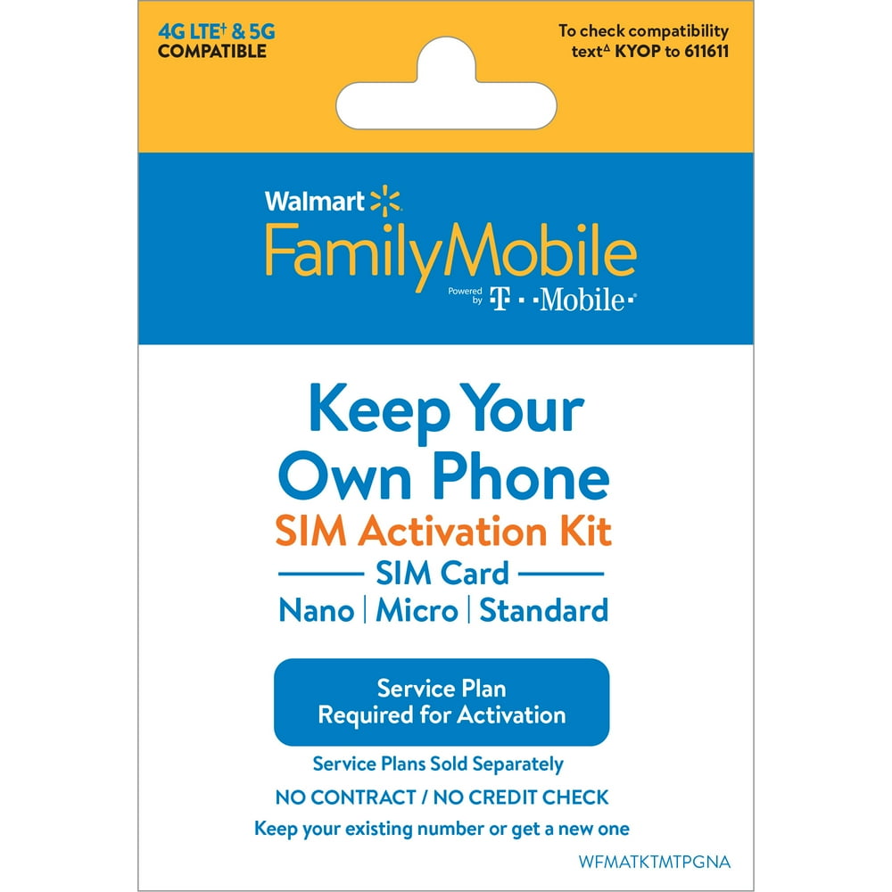 Walmart Family Mobile Bring Your Own Phone SIM Kit TMobile GSM