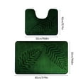 thumbnail image 3 of Leaf Pattern Bathroom Floor Mat Set | Non-Slip Water-Absorbent Polyester Rugs | Modern Design | Rubber Backing | Green Gray Navy Dark Gray | 2 Mats 40x50cm & 50x80cm | Quick Dry Door Entry Carpet, 3 of 8