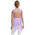 thumbnail image 2 of Doomiva Girls Lyrical Dance Dress Backless Ballet Leotard Sheer Mesh Skirt Figure Skating Dress for Performance Lavender 6, 2 of 7