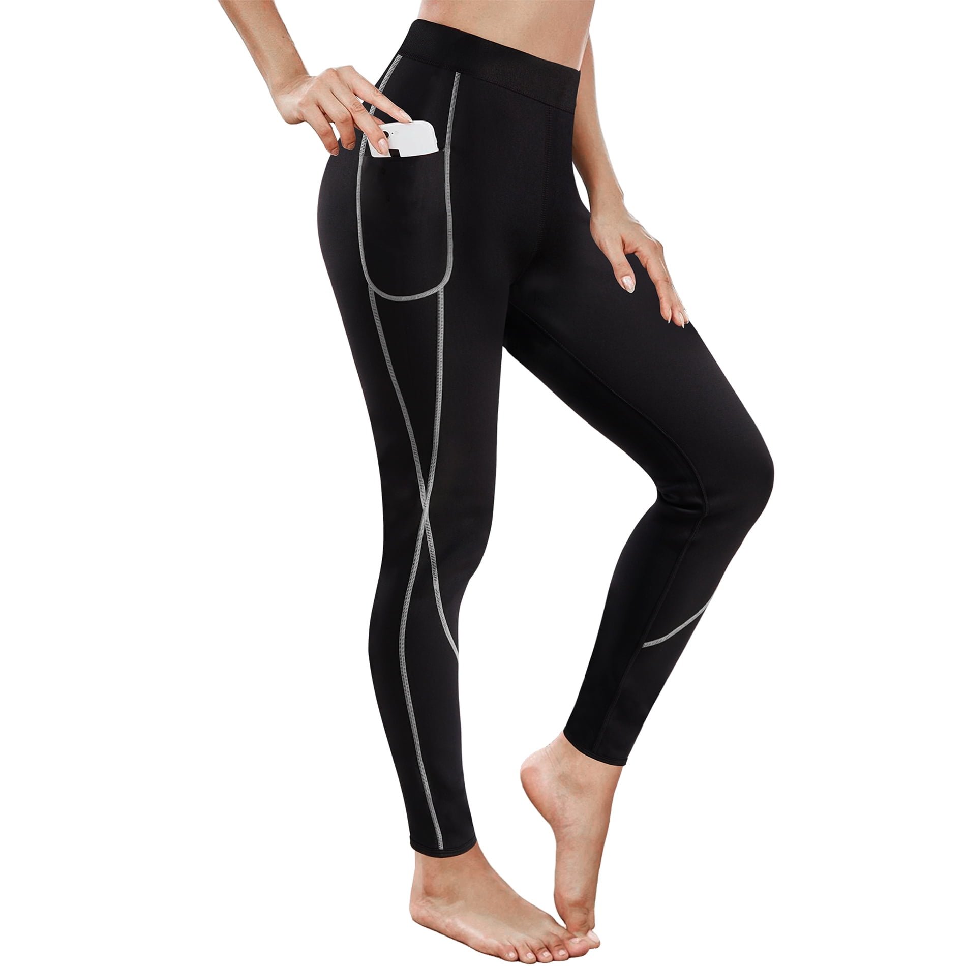 Eleady Women Neoprene Sauna Slimming Pants For Leggings Hot Thermo Sweat Body Shaper Capri(Black Small) -