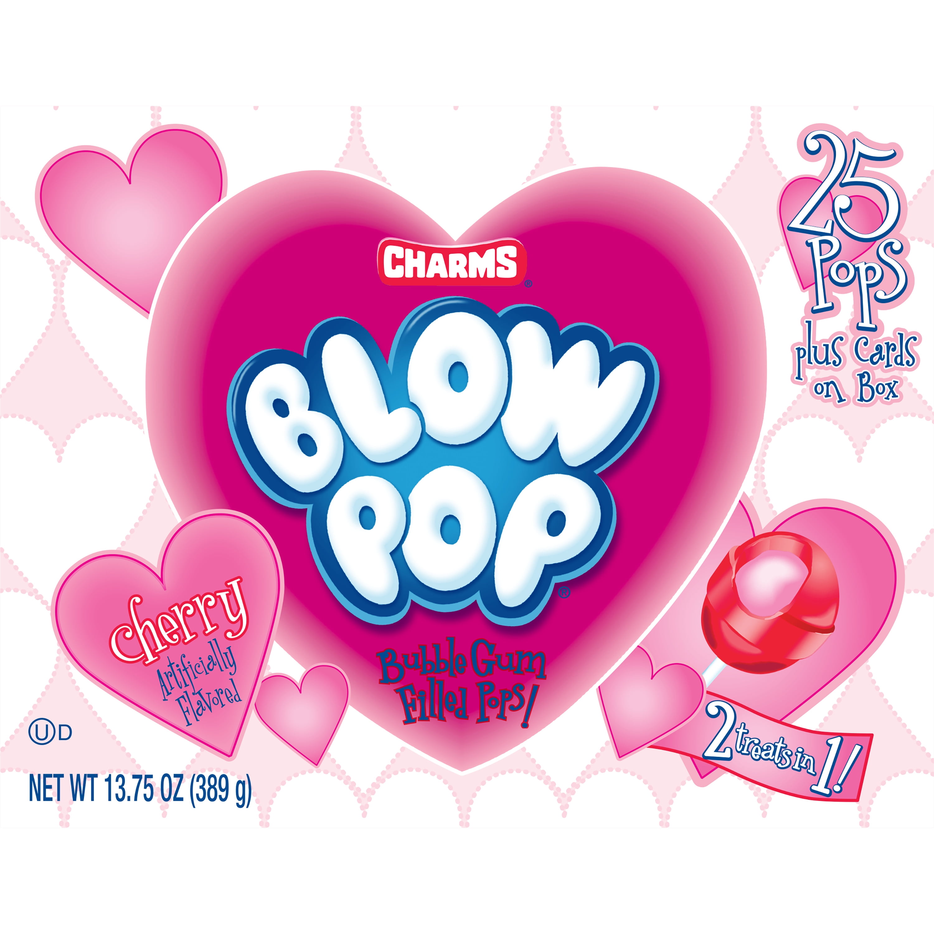 Charm's Blow Pops, Valentine's Day Box, 20 Count, Cherry Lollipops