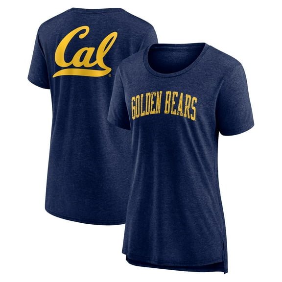 Women's Heather Navy Cal Bears Slab Serif Tri-Blend T-Shirt