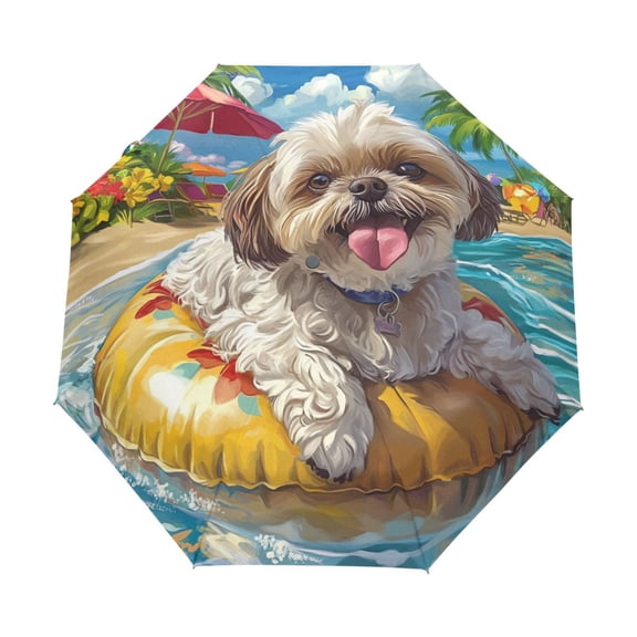 YAZAOO One-Touch Auto Open Close Rain Umbrella With Creative Tropical Float Buddy Pattern