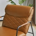 thumbnail image 2 of Accent Chair with Ottoman - Faux Leather Living Room Chair, Upholstered Single Sofa Set with Metal Legs, Orange, 2 of 7