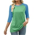 thumbnail image 2 of Women Raglan Shirts Long Sleeve Oversized T Shirt Casual Crewneck Color Block Tee Top, 2 of 4