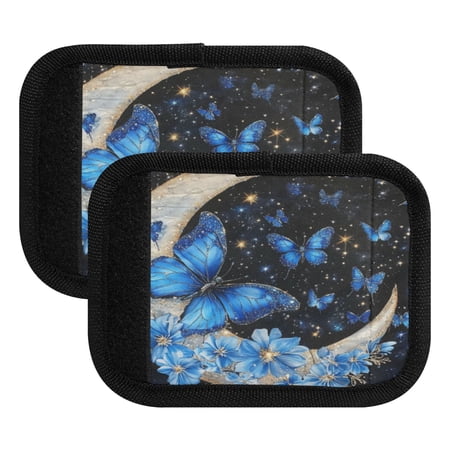 Wobogo Moon with Butterflies Luggage Handle Wrap 2Pcs Suitcase Identifier Travel Accessories Affordable Durable Concealed Tag For Airport Leaf