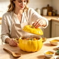 thumbnail image 5 of Pumpkin Shaped Ceramic Soup Bowl with Lid, Oven Safe Casserole Dish with Handles, 13.5oz Fall Thanksgiving Halloween Decorative Serving Bowl for Stew Dessert, 5 of 5