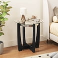 thumbnail image 6 of 2PSC 24" Round Side Table Glass End Table Classic with Tempered Glass Top Cross Black, 6 of 10