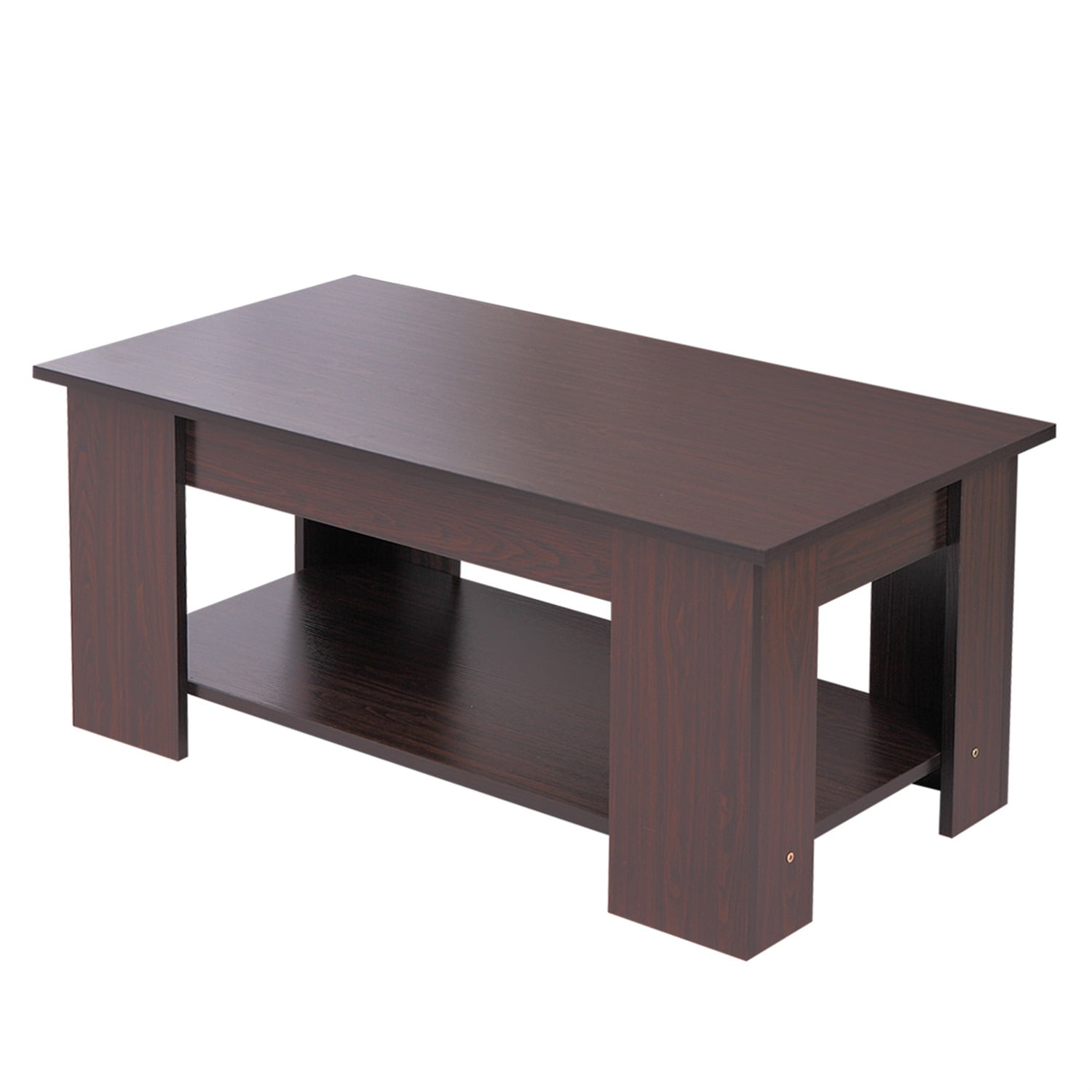 Kadyn Wooden Ceiling Coffee Table, Modern Coffee Table with Hidden Compartment and Open Bookshelf, Central Coffee Table for Home, Nut Brown Kadyn Wooden Ceiling Coffee Table, Modern Coffee Table with Hidden Compartment and Open Bookshelf, Central Coffee Table for Home, Nut Brown