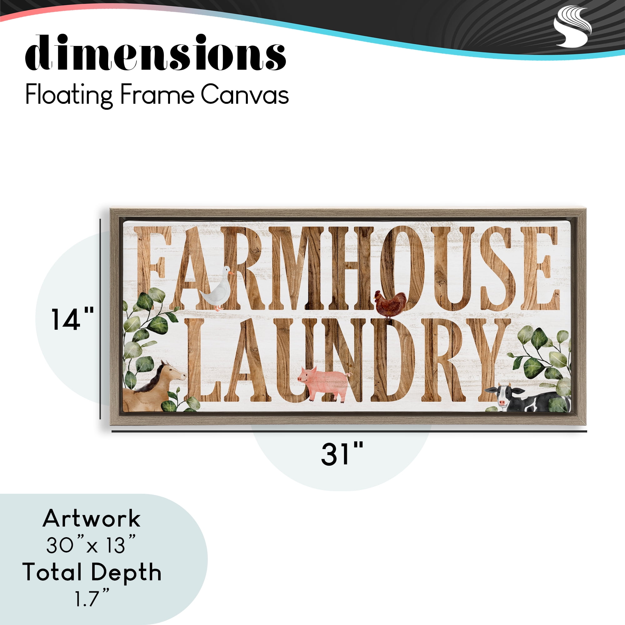 Rustic Farmhouse Laundry Brown Framed Floater Canvas Wall Art, design by Kim Allen