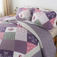 thumbnail image 4 of HoneiLife Quilts Queen Size - 3 Piece Microfiber Quilt set Reversible Bedspreads Patchwork Coverlets Floral Bedding Set All Season, Purple Border, 4 of 7