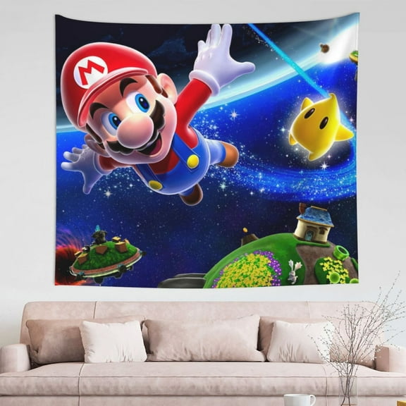 Galaxy Super Mario Tapestry Decor Luxury Wall Hanging Tapestries For Bedroom Living Room Dormitory Mural Blanket 60x51in