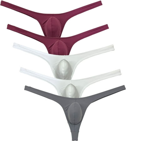 Botmois 5PCS/LOT Men s Solid Spandex Micro Thongs Sexy Guy Contoured Pouch Bikini Tangas String Briefs Lingerie Underpants 5YY M