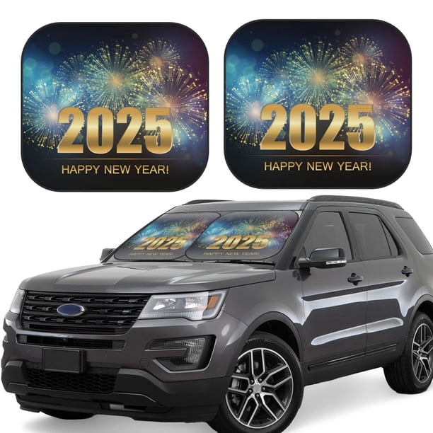 Fotbe 2025 New Year 5 Juego de 2 Piezas de Parasoles para Parabrisas | Bloqueador Solar para Auto | Accesorios Plegables para Protección Solar Interior-Medium