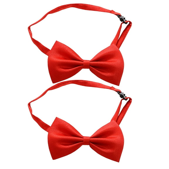 AURARMLET 2-Pack Red Pre-Tied Polyester Bow Ties for Men, Wedding, Formal Events, Bachelor Party Accessories