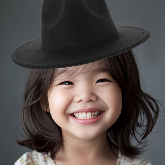 SOPOTUTU Black Woolen Jazz Hat Small Cap Comfortable for Stage Performance Cosplay and Daily Wear