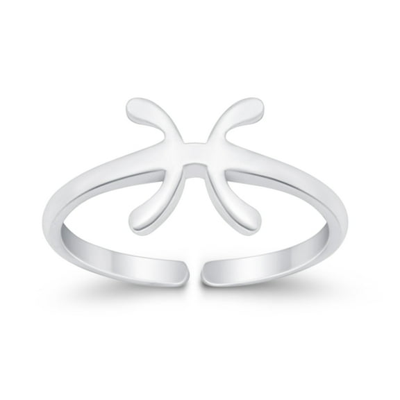 8mm - Pisces Zodiac SignToe Band Ring 925 Sterling Silver Thin Adjustable Stylish Rings for Women