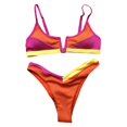 thumbnail image 2 of Traje de baño de 2 piezas para mujer, traje de baño de corte alto, conjuntos de triangur, traje de baño de retazos de color, ropa S Macarena Traje de bikini de mujer, 2 of 8