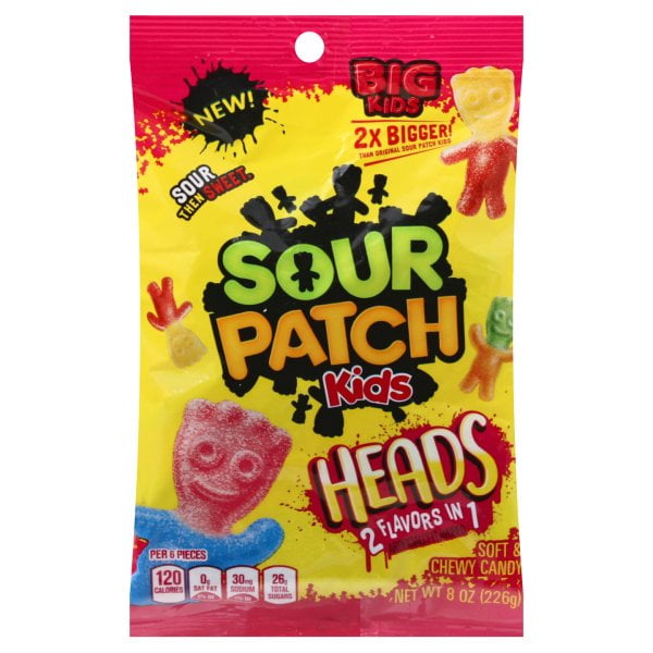 BIG SOUR PATCH KIDS Heads Candy, 12 Bags (8 oz.) - Walmart.com