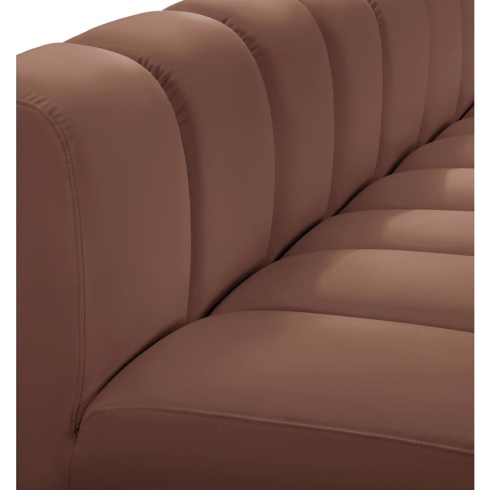 Meridian Furniture Arc Cognac Vegan Leather Modular Sectional