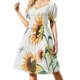 thumbnail image 4 of Vestido de manga corta con girasoles y colibríes. Vestidos largos con velo para mujer. Vestido largo para mujer. Vestidos de fiesta., 4 of 8