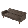 thumbnail image 3 of Brown Linen Sofa Bed, Convertible Sleeper Sofa with Arms, Solid Wood Feet and Plastic Centre Legs, 3 of 6