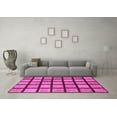 thumbnail image 3 of Ahgly Company Indoor Round Checkered Pink Modern Area Rugs, 5' Round, 3 of 4