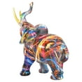 thumbnail image 3 of Adam and Friends Abstract Elephant Sculpture Multi Color Gold Tusks Resin Decor, 3 of 7