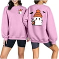 thumbnail image 3 of Frostluinai Women's Halloween Sweatshirt Pumpkin Season Fall Shirt Cozy Soft Print Sweater Crewneck Long Sleeve Thanksgiving Casual Atumn Outdoor Wear S-XXL, 3 of 7