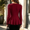 thumbnail image 5 of Aswuknt Women's Fall Winter Ribbed Knit Cardigan Long Sleeve Button Front Peplum Dressy Casual Work Sweater Top, 5 of 7