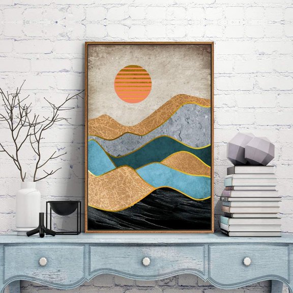 IDEA4WALL Framed Canvas Prints Wall Art Abstract Mountain Nature Scenery Landscape Artwork for Living Room Decoration, 24x36 inches