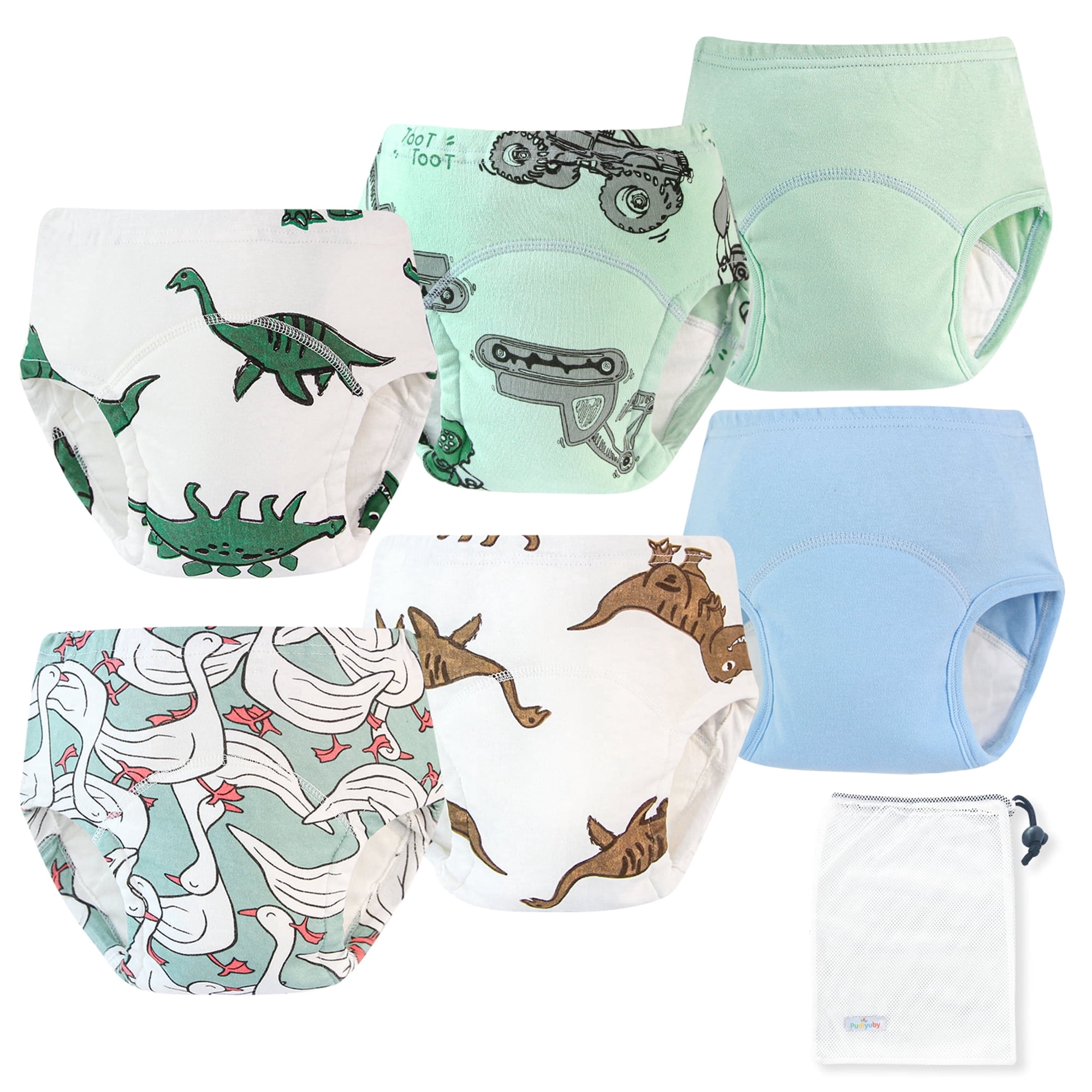 Pudiyuby Toddler Boys Potty Training pants,100% Cotton 6-Layer Absorbent,With potty Sticker Chart,2T