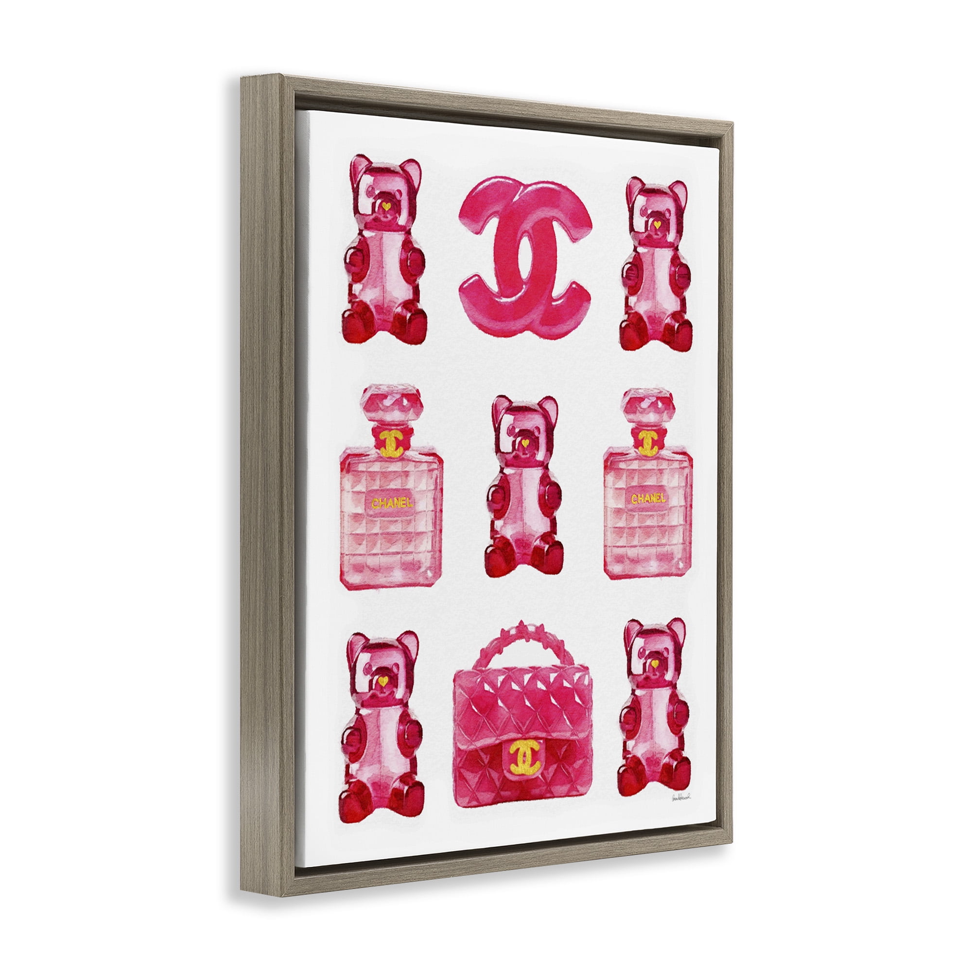 Stupell Industries Red Glam Gummy Candy Beauty & Fashion Painting Brown Floater Framed Canvas Art Print Wall Art, 17 x 21