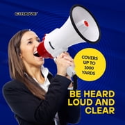 Croove Rechargeable Megaphone Bullhorn Speaker, 30-Watt, 1000 Yard Range