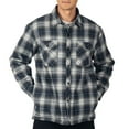thumbnail image 5 of Alpine Swiss Mens Henry Quilted Flannel Jacket Warm Plaid Shacket Snap Buttons Winter Work Coat For Cold Weather BLGY MED, 5 of 7