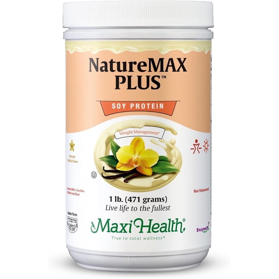 Maxi-Health NatureMAX Plus Vanilla Protein Powder – Soy-Based Meal Replacement for Weight Management, 1 lb