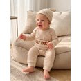 thumbnail image 5 of RUINIXCW Baby Boy Fall Outfit Cute Letter Embroidery Long Sleeve Romper and Hat Set, 5 of 6