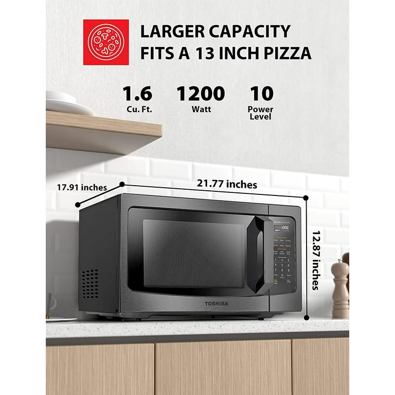 Toshiba ML2-EC10SA(BS) 4-in-1 Microwave Oven with Healthy Air Fry, Convection Cooking, Easy-Clean Interior and Eco Mode, 1.0 cu.ft, Black Stainless