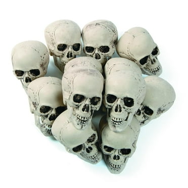 Fun Express Bag of Skull Heads, Skeleton Halloween Home Decor, Crafts, 12 pieces, 5"