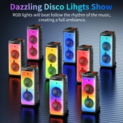 JYX Party Speaker with Wheels for Outdoor, Bluetooth Speaker with 2 Microphones, Dual 8 Subwoofer Deep Bass, Rgb Lights, T38-T