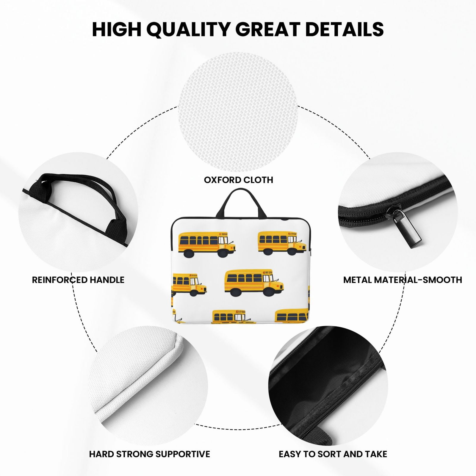 Laptop Sleeve Bag For Women Men 14inch Waterproof Durable Protective Computer Carrying Cover Handle Laptop Case Bag Yellow Bus