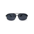thumbnail image 2 of Xloop Mens Metal Rim Narrow Rectangular Pilots Sunglasses Gunmetal Shiny Black, 2 of 4