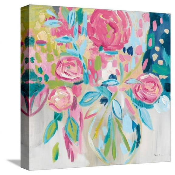 Summer Pink Floral, Botanical Stretched Canvas Wall Art by Farida Zaman Sold by Art.Com