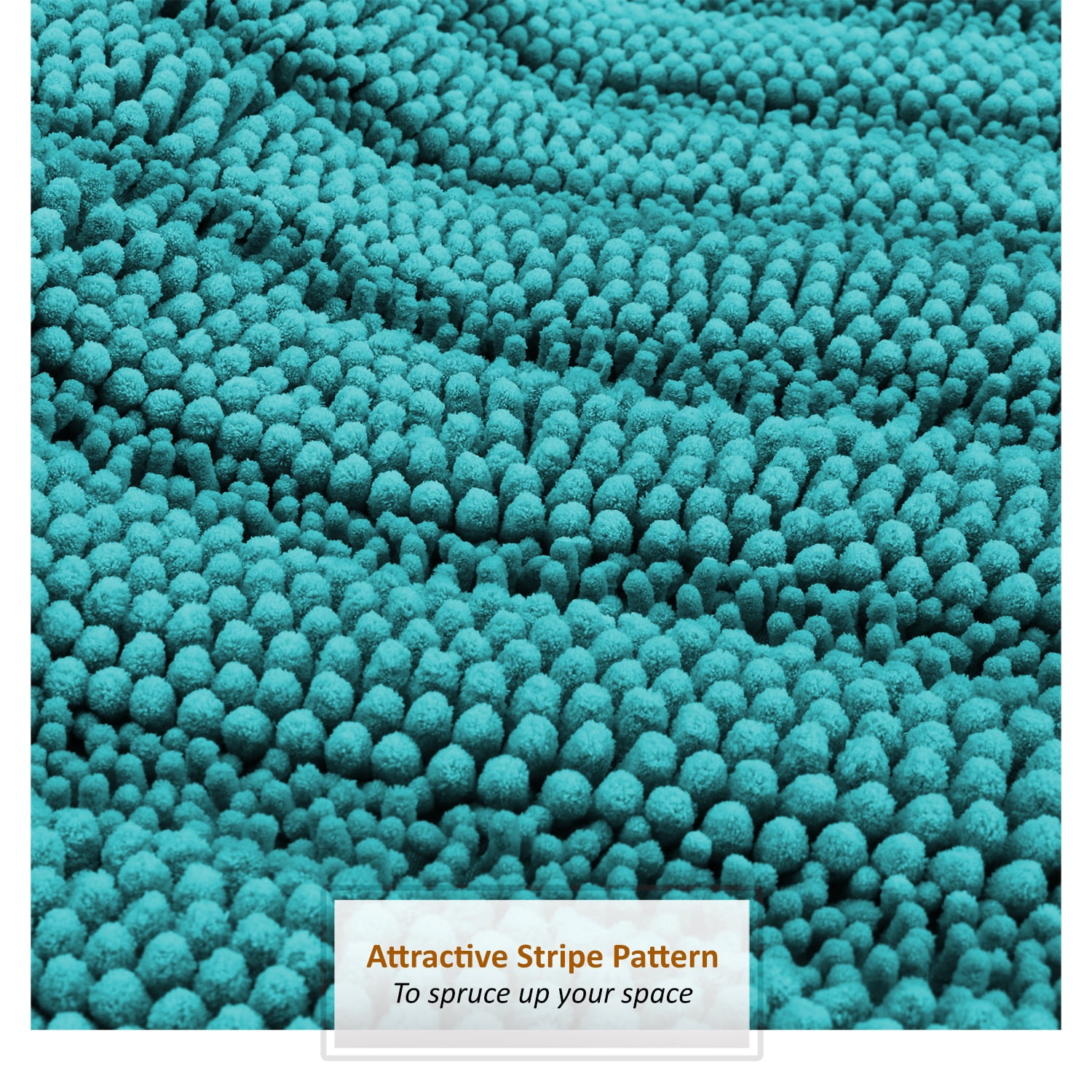 Clara Clark Bath Rug Chenille Bath Mat, Super Soft Absorbent Bathroom Rug Large, Teal Blue