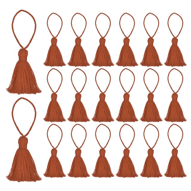 Unique Bargains 20 Packs Bookmark Tassels 4.3 Inch Hanging Loop Small Tassels Soft Mini Tassels, Metallic Brown