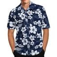 thumbnail image 2 of Leesechin Short Sleeve Shirts For Men Clearance Hawaiian Print Lapel Shirt 5X White, 2 of 7
