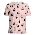 thumbnail image 5 of Panda Pattern Pink-2 Women's Short Sleeve T-Shirt Crew Neck Casual Summer Trendy Loose Fit Tops, 5 of 7