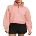 thumbnail image 1 of Pull Col en Molleton Doublé à Capuche pour Femmes 1/2 Sweat-Shirts à Fermeture Éclair à Manches Longues Pull à Col Roulé, 1 of 5