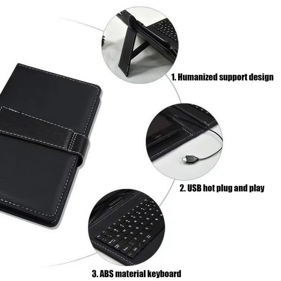 Bgliely Black Wired Keyboard Tablet Case Protective Cover for 7-10.1-inch Android Tablets, Convenient and Portable with Anti-Collision Design Black