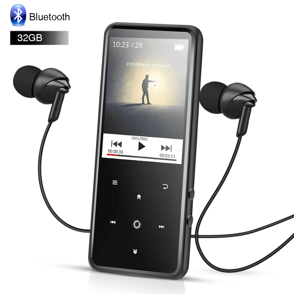 Agptek 32gb Mp3 Player Bluetooth 4 0 With 2 4 Inch Tft Color Screen Fm Voice Recorder Touch Button Music Player Black Walmart Com